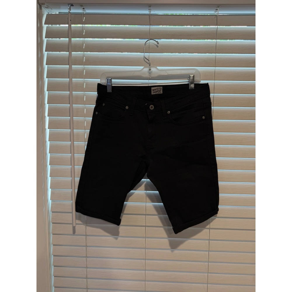Naked & Famous Skinny Guy Black Power Stretch Denim‎ Shorts Mens 32 013011